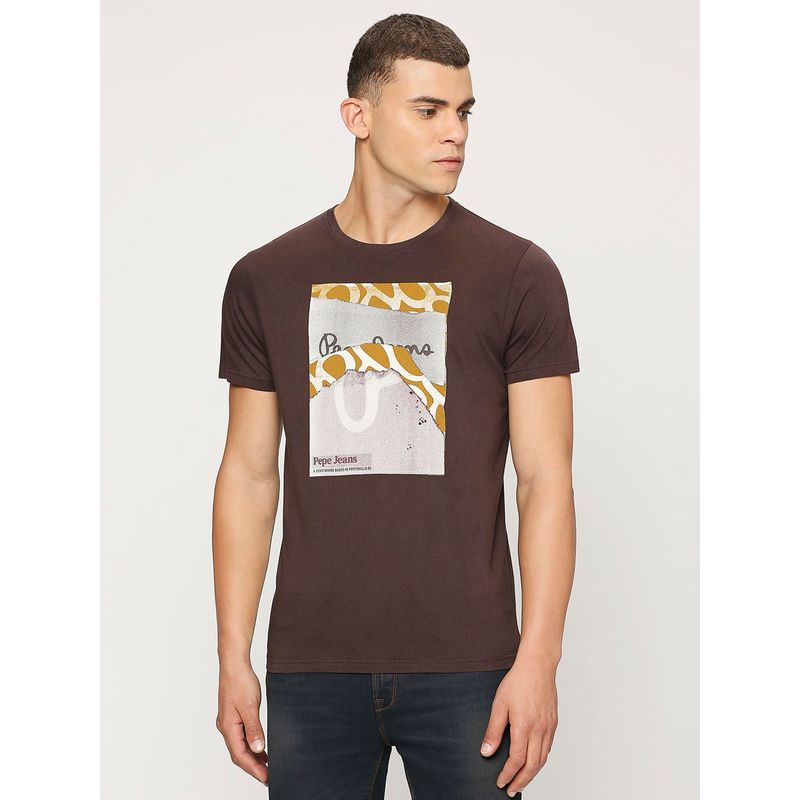 Pepe Jeans Brown Round Neck Short Sleeves T-Shirt (2XL)