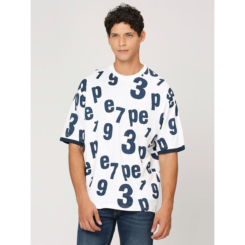 Pepe Jeans White Typography Print Short Sleeves T-Shirt (2XL)