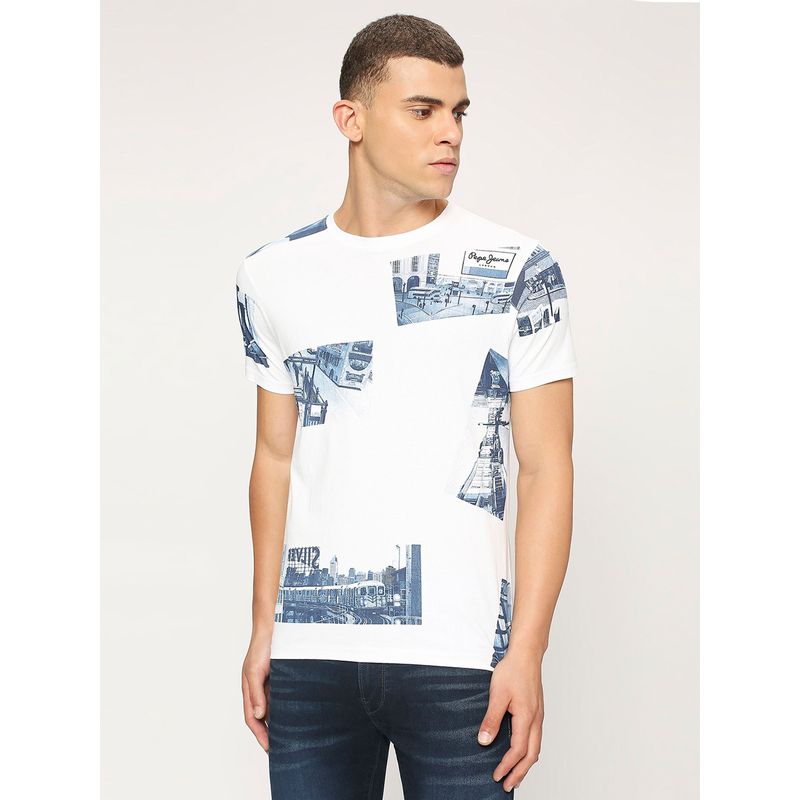 Pepe Jeans White Graphic Print Short Sleeves T-Shirt (S)