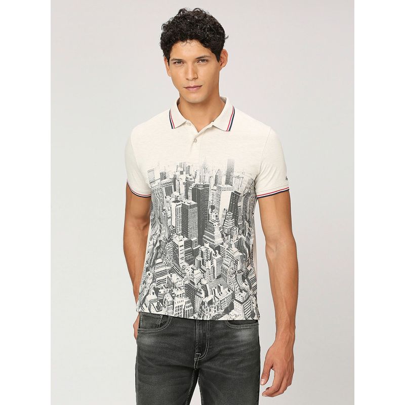 Pepe Jeans White Graphic Print Short Sleeves Polo T-Shirt (M)