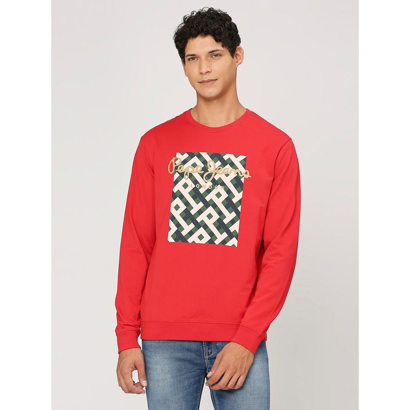 Pepe Jeans Red Printed Sweatshirt (L)