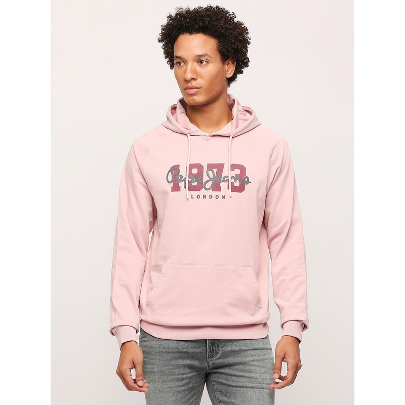 Pepe Jeans Pink Typography Hooded Sweatshirt (XL)