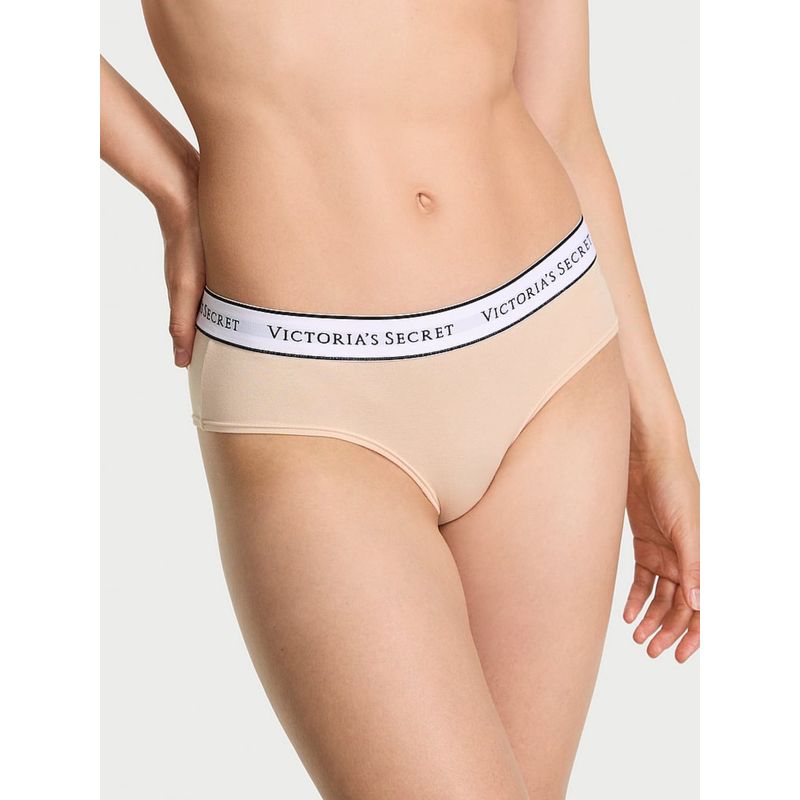 Victoria's Secret Beige Cotton Logo Cheeky Hipster Panty (L)