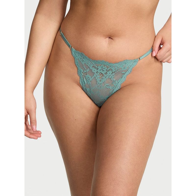 Victoria's Secret Green Dream Angels Lace Adjustable V-String Thong Panty (XL)