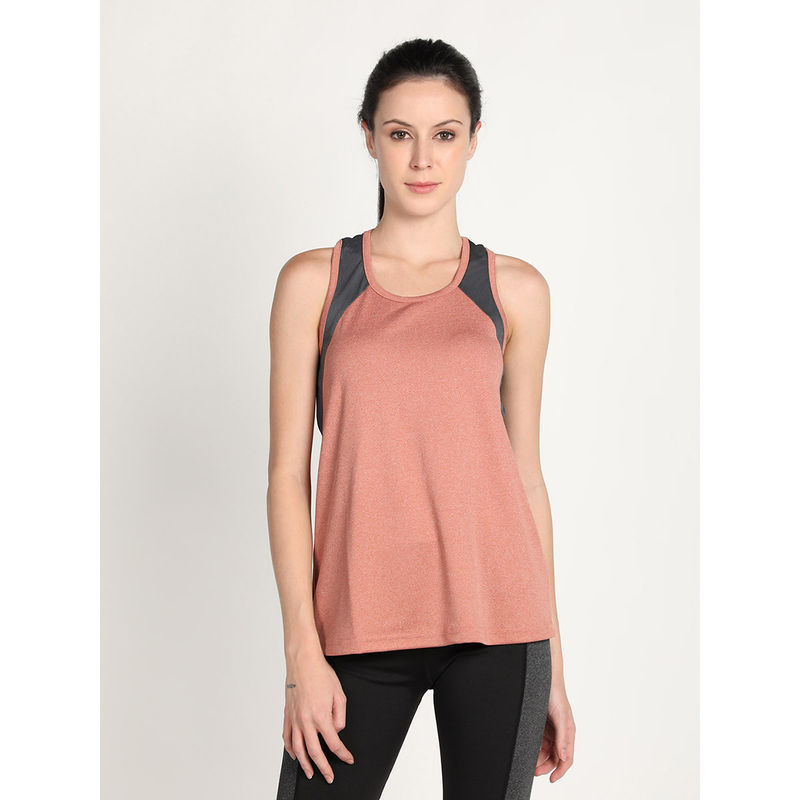CHKOKKO Colorblock Rust Women Sleeveless Sports Tank Top (L)