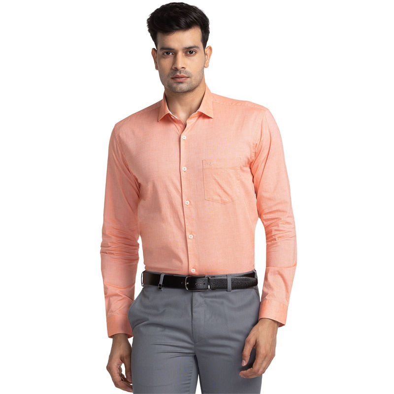 Park Avenue Slim Solid Medium Orange Casual Shirt (42)