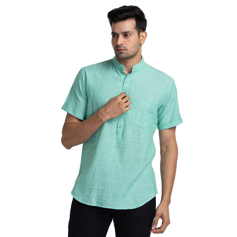 Raymond Regular Solid Medium Green Casual Shirt (39)