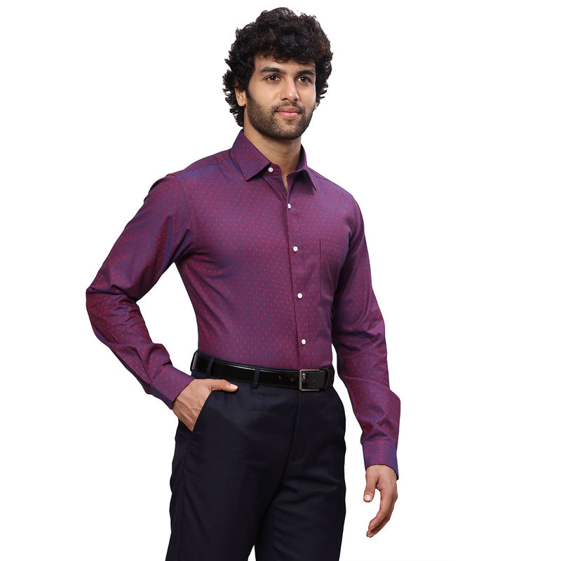 Raymond Slim Printed Medium Purple Casual Shirt (38)