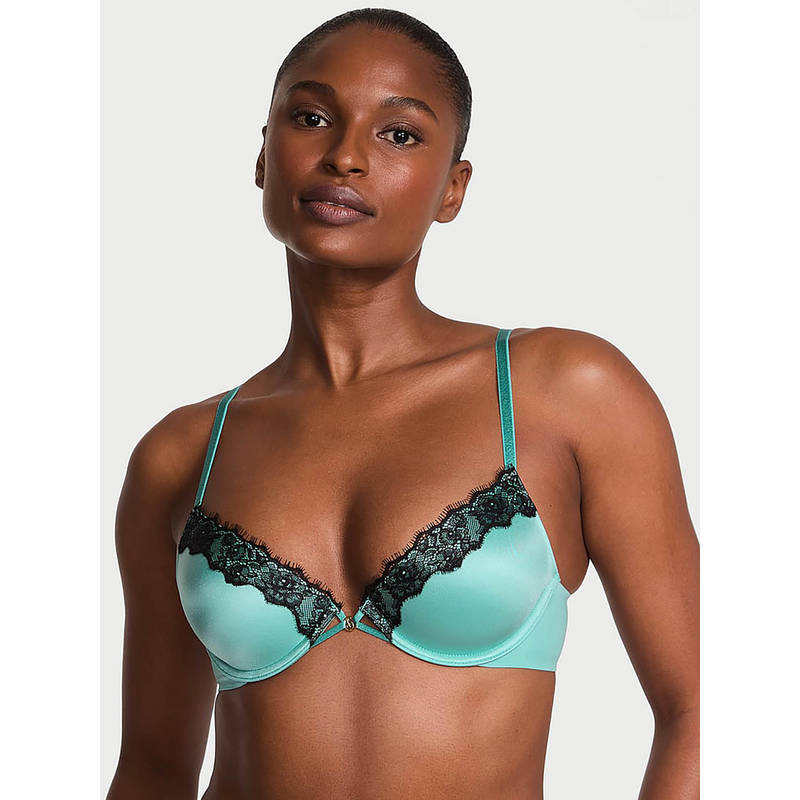 Victoria's Secret Very Sexy Lace-Trim Lightly Lined Plunge Demi Bra Sea Green (36DD)