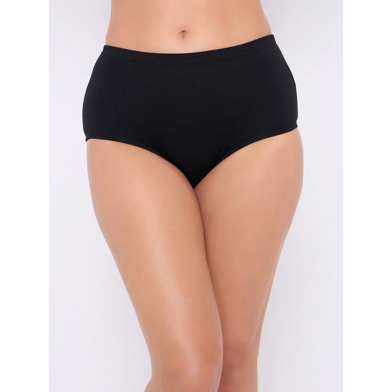 Clovia Black Cotton High Waist Inner Elastic Hipster Panty (M)