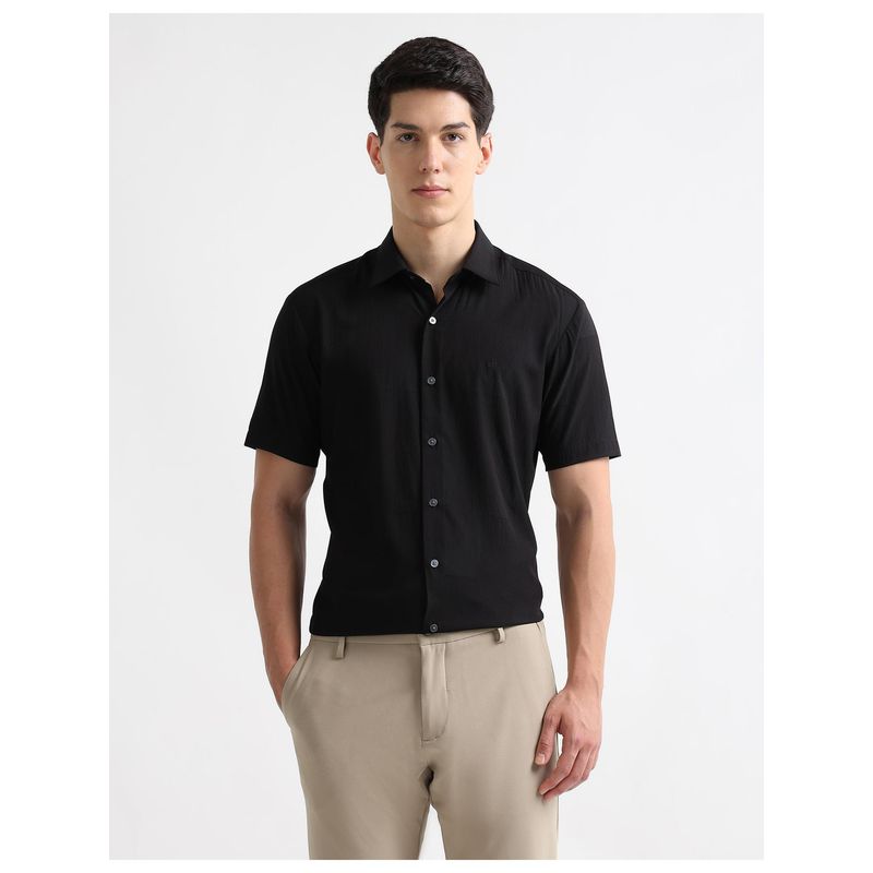 Arrow Newyork Mens Jacquard Boston Relaxed Fit Shirt (42)