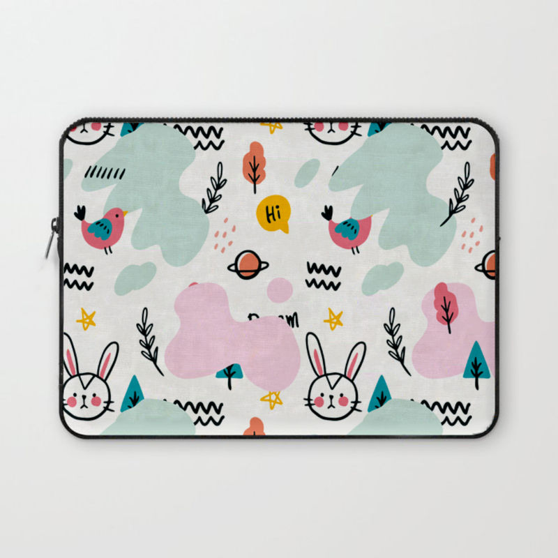 Crazy Corner Multicolor Bunny Printed Laptop Sleeve - 14