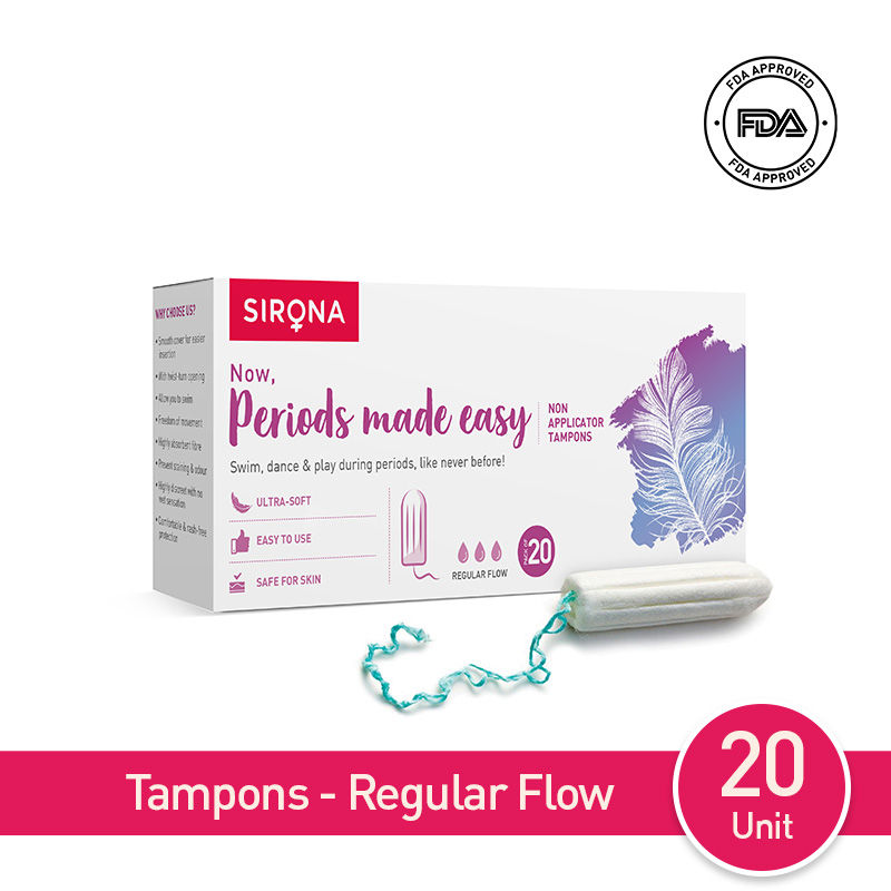 Sirona FDA Approved Premium Non Applicator Tampons Regular Flow