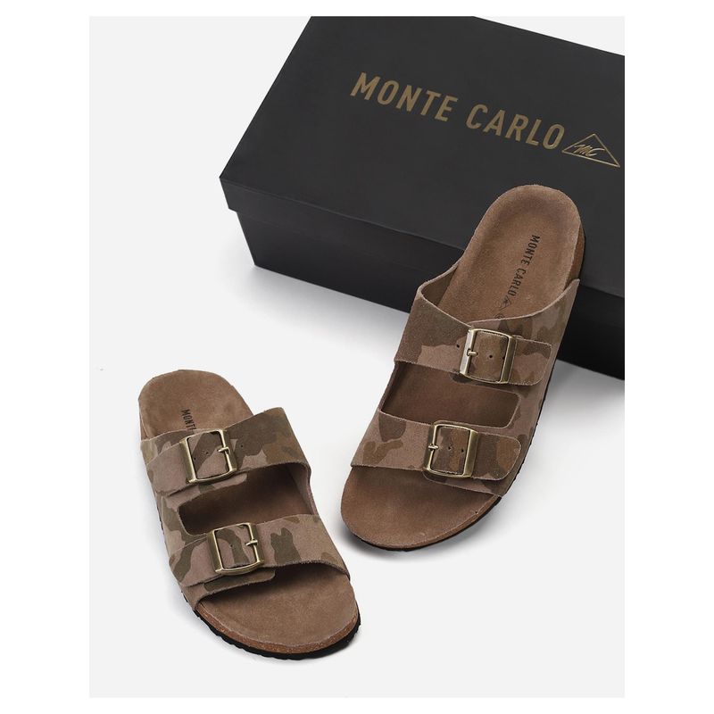 Monte Carlo Mens Camouflage Leather Comfort Casual Sandals