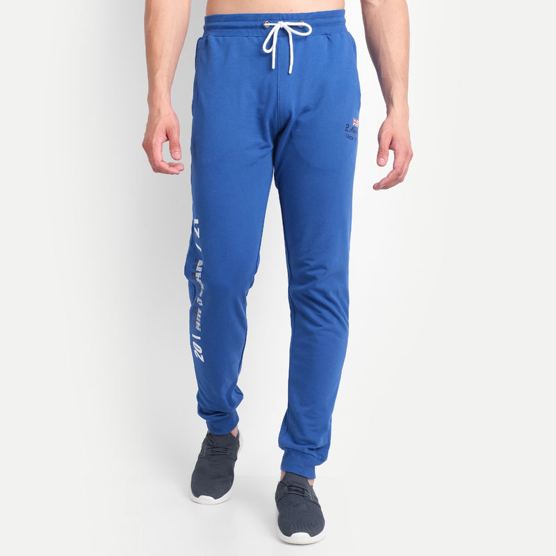 AM SWAN Premium Cotton Printed Joggers In Blue (34)