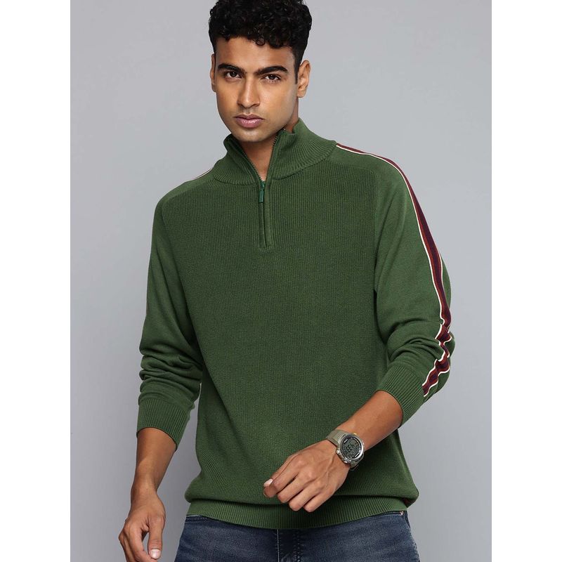 Levi's Mens Striped Green High Neck Sweater (2XL)