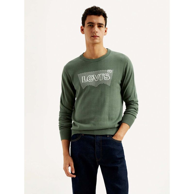 Levi's Mens Brand Logo Sage Crew Neck Sweater - Green (M)