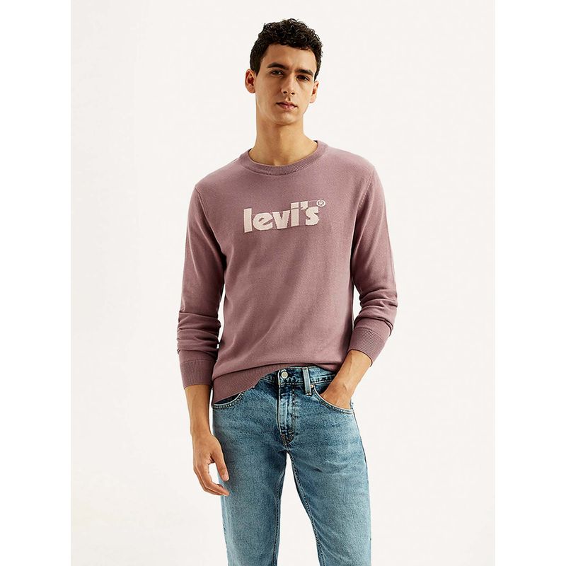Levi's Mens Brand Logo Mauve Crew Neck Sweater (M)