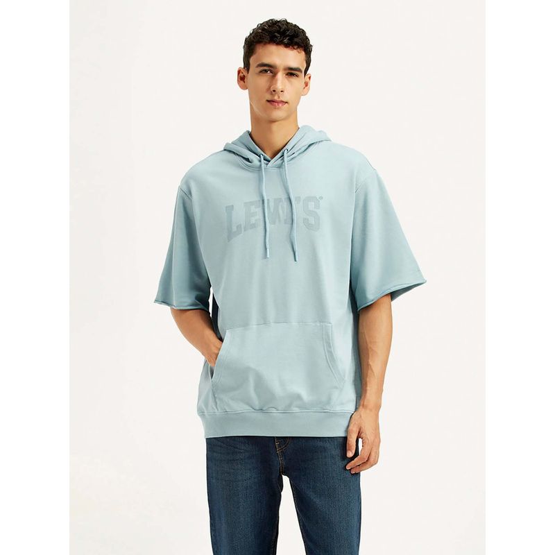 Levi's Mens Typographic Print Blue Hoodie (XL)