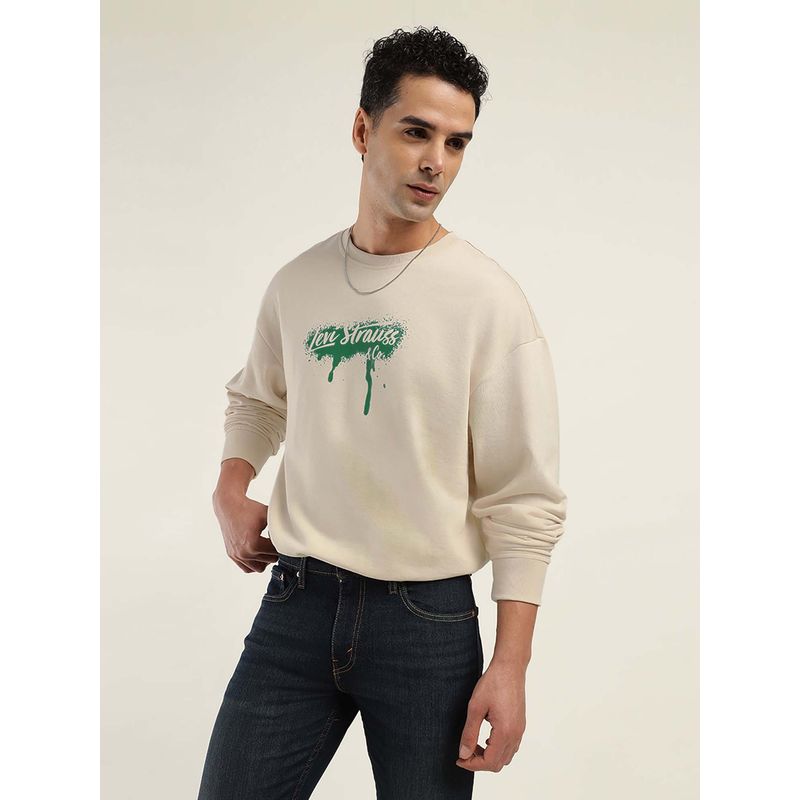 Levi's Mens Brand Logo Cream Crew Neck Sweatshirt - Beige (L)