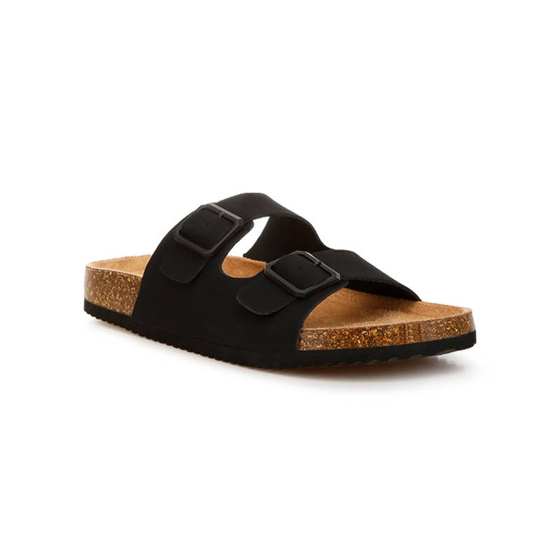London Rag Dual Strap Buckle Flats Sandals - Black (UK 4)