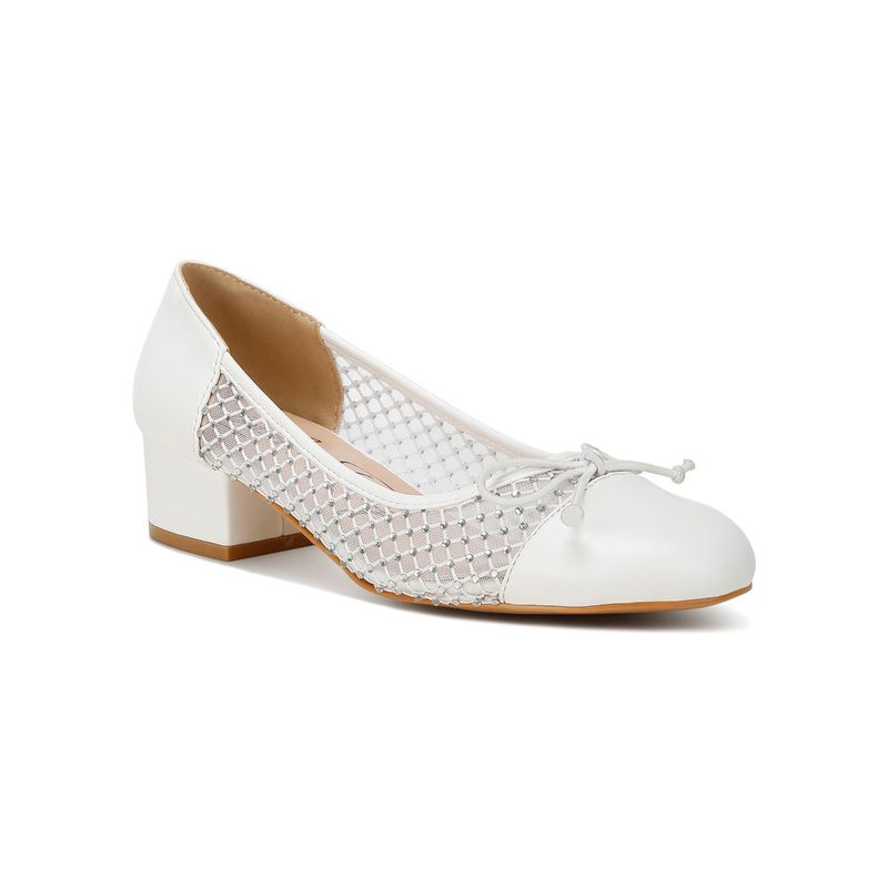 London Rag Mesh Ballerina Pumps - White (EU 39)