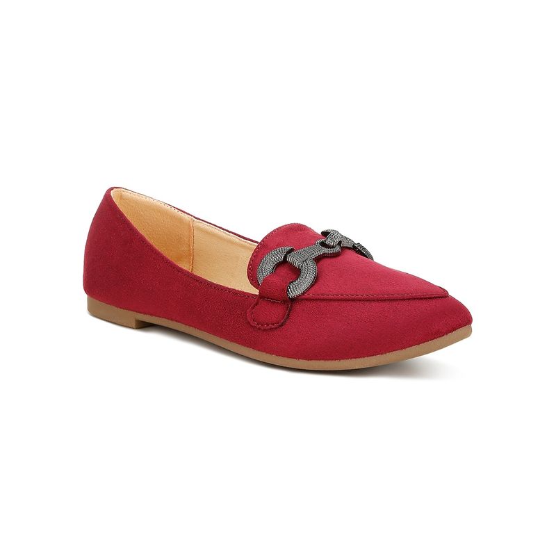 London Rag Horse Bit Detail Flexible Loafers - Burgundy (EU 36)