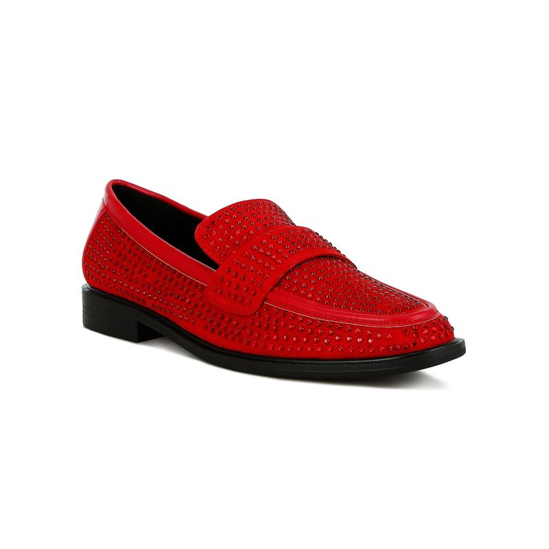London Rag Rhinestones Embellished Loafers - Red (EU 36)