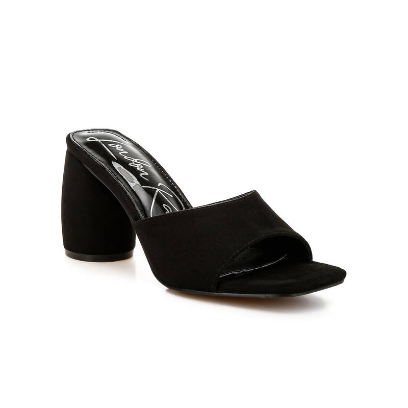London Rag Round Heel Micro Suede Sandals - Black (EU 36)