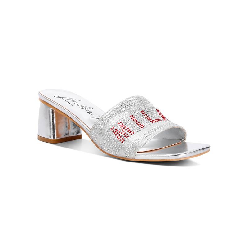 London Rag Diamante Embellished Milan Sandals - Silver (EU 36)