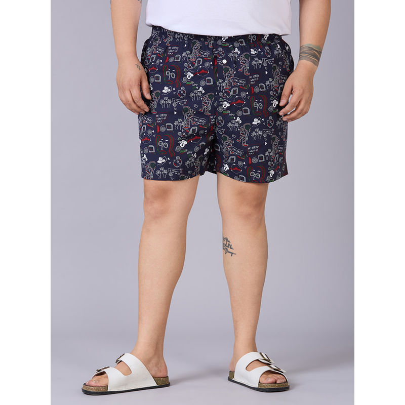 UNSIZED Men Navy Blue Printed Boxer (2XL)