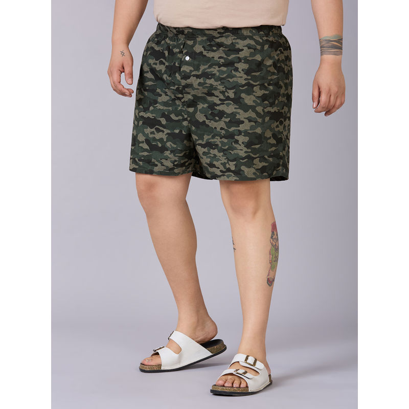 UNSIZED Men Green Camouflage Print Boxer (2XL)