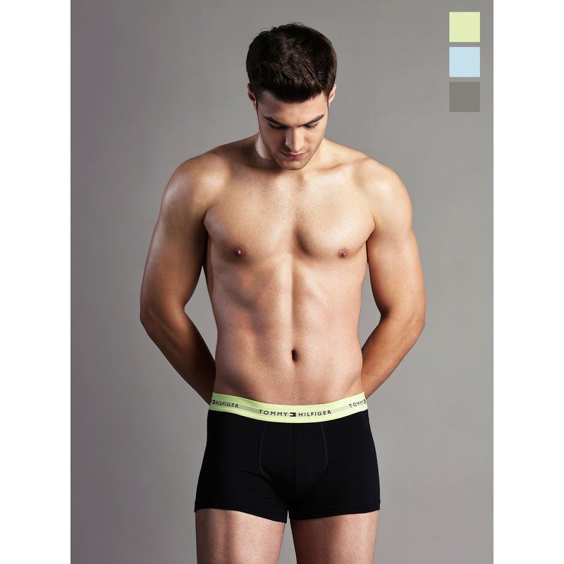 Tommy Hilfiger Men Black Low Rise Solid Trunks (Pack of 3) (L)