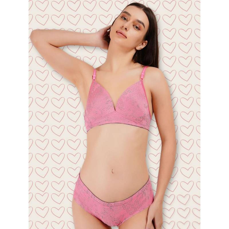 Curwish Beautiful Basics Dusky Rose T-Shirt Bra with Panty (Set of 2) (30C/S)
