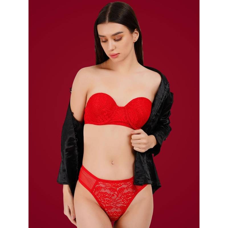 Curwish Push-Up Bra with Panty with Detachable Straps (Set of 3) (30C/S)