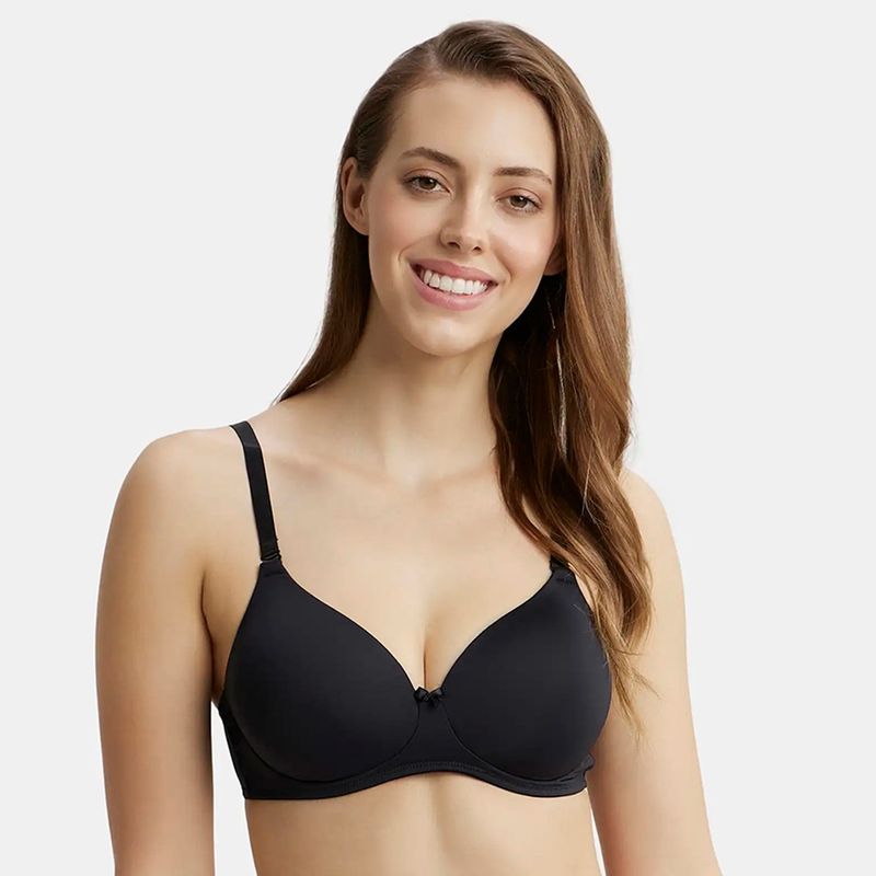 Jockey 1819 Wirefree Padded Microfiber Elastane Full Coverage T-Shirt Bra - Black (32B)