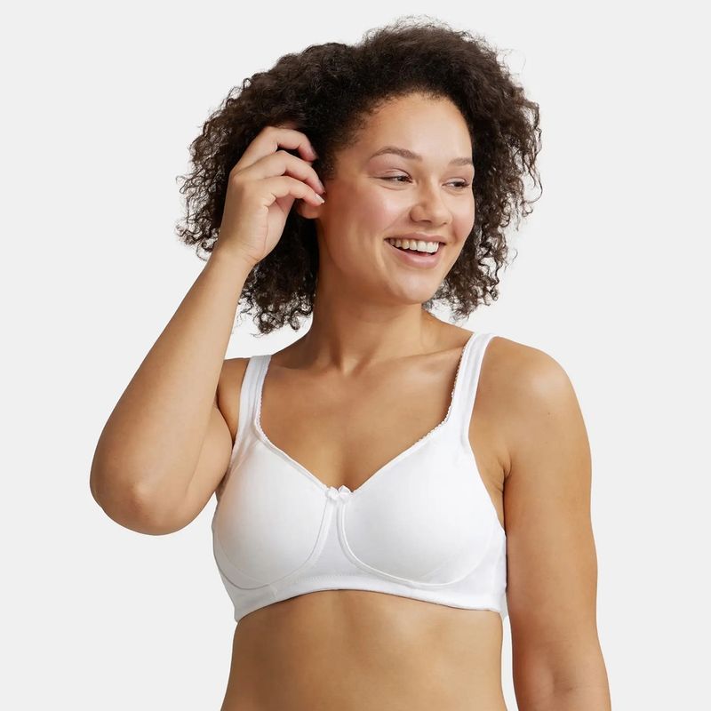 Jockey ES24 Wirefree Non Padded Cotton Elastane Full Coverage Plus Size Bra - White (38DD)