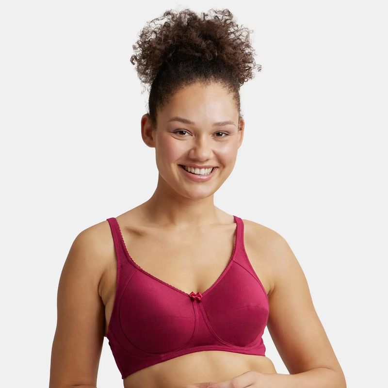 Jockey ES13 Wirefree NonPadded Cotton Elastane Full Coverage Plus Size Bra - Beet Red (40DD)