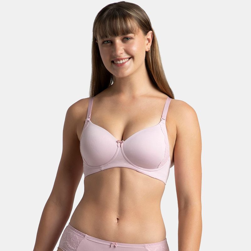 Jockey 1816 Wirefree Padded Soft Touch Microfiber Elastane T-Shirt Bra-Fragrant Lily (32B)