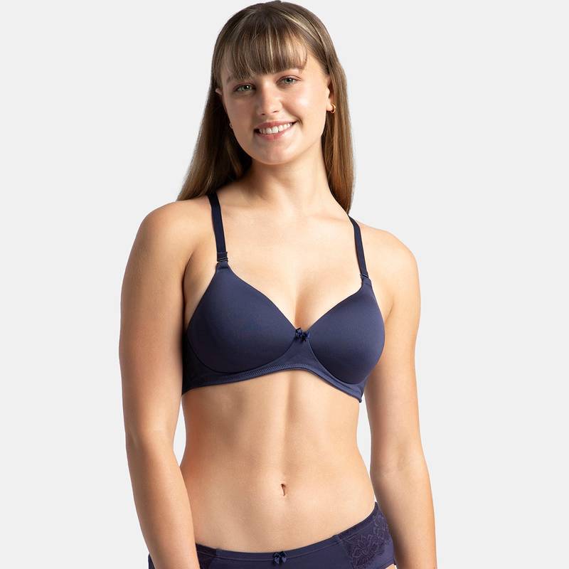 Jockey 1819 Wirefree Padded Microfiber Elastane Full Coverage T-Shirt Bra-ClassicNavy (34C)