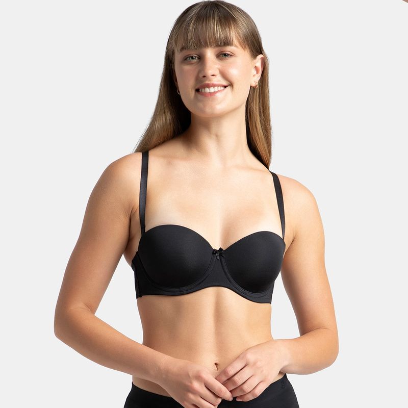 Jockey 1831 Wired Padded Soft Touch Microfiber Elastane Strapless Bra - Black (34B)