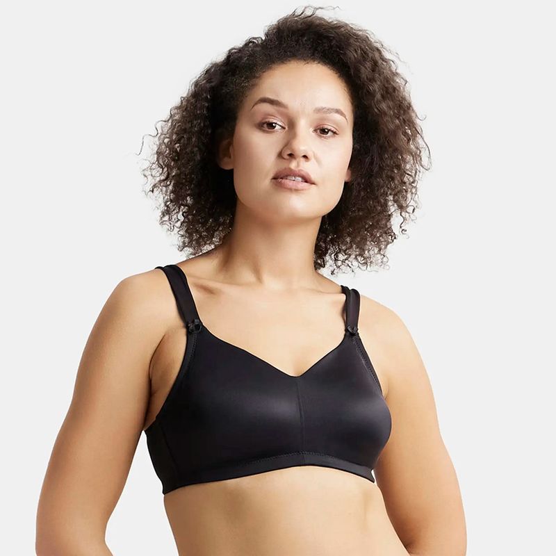 Jockey 1841 Wirefree Non Padded Soft Touch Microfiber Elastane Minimizer Bra- Black (36D)