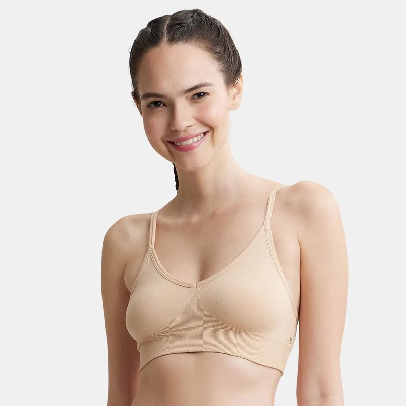 Jockey FE74 Wirefree Seamfree Non Padded Micro Touch Nylon Elastane Bra - Skin (M)