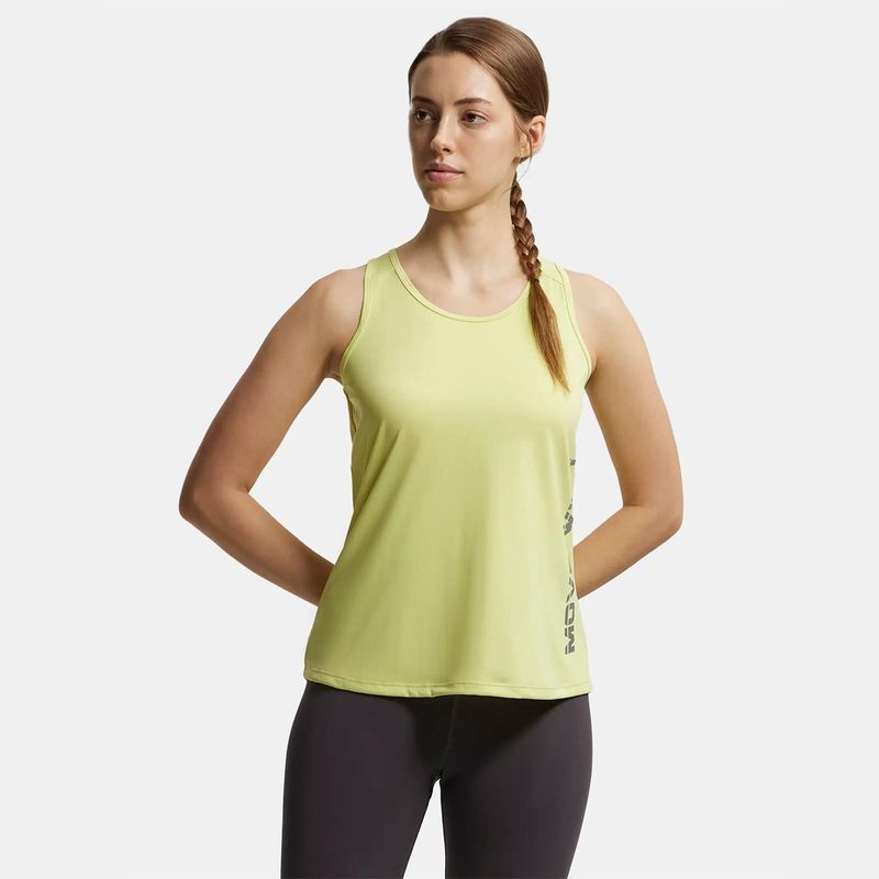 Jockey MW33 Women Microfiber Fabric Printed Active Wear Tank Top - Daiquiri Green (XL)