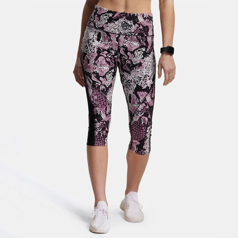 Jockey MW36 Women Microfiber Elastane Slim Fit Active Wear Capri - Old Rose Printed (S)