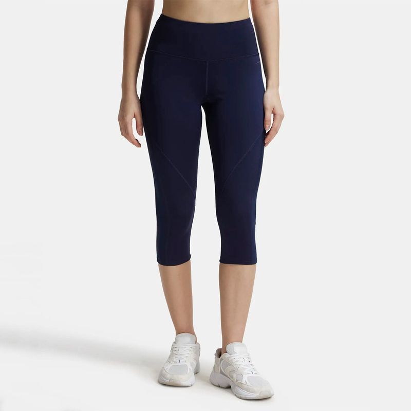 Jockey MW36 Women Microfiber Elastane Slim Fit Active Wear Capri - Peacoat (M)