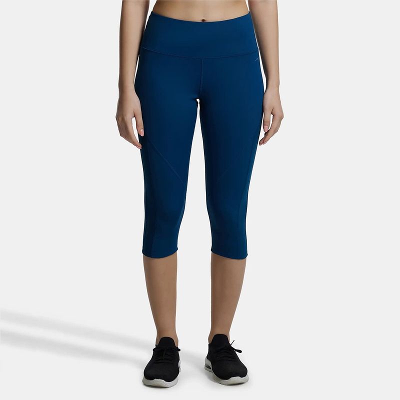 Jockey MW36 Women Microfiber Elastane Slim Fit Active Wear Capri - Poseidon (S)