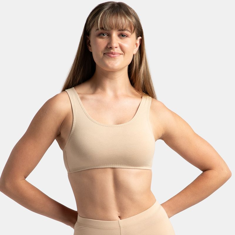 Jockey 1582 Women Super Combed Cotton Elastane Slip On Crop Top - Light Skin (M)