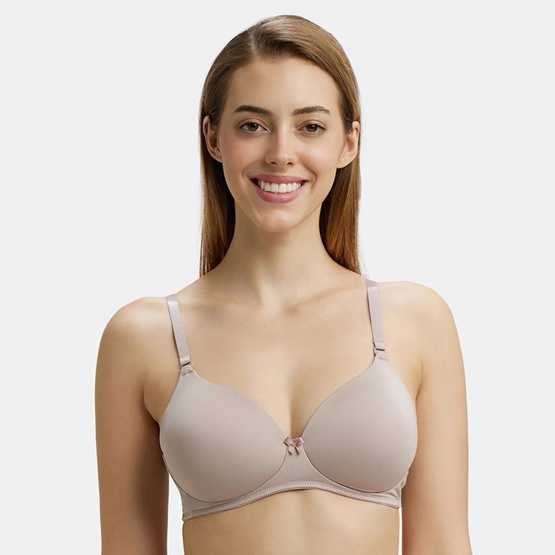 Jockey 1819 Wirefree Padded Microfiber Elastane Full Coverage T-Shirt Bra - Mocha (34B)