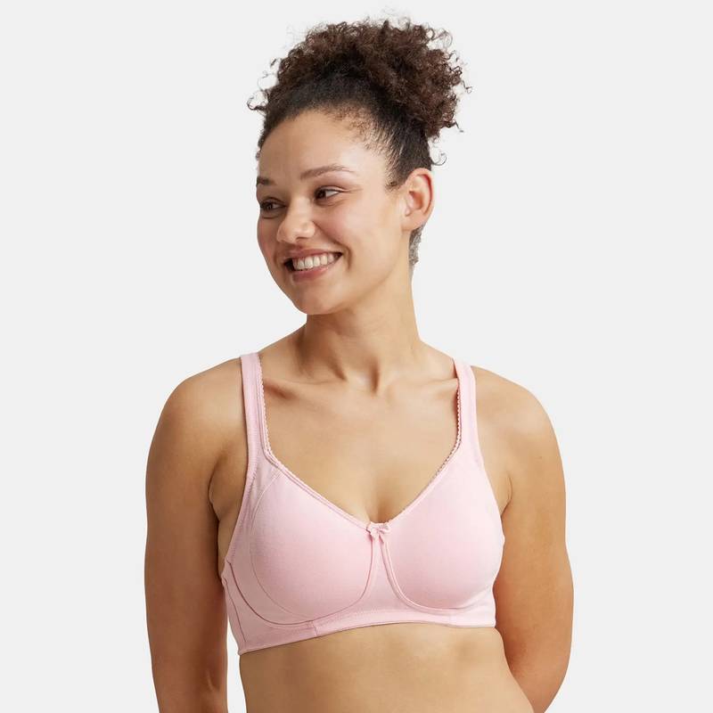 Jockey ES24 Wirefree NonPadded Cotton Elastane Full Coverage Plus Size Bra-Candy Pink (40DD)